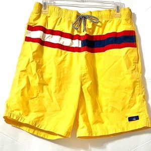Men's PT Sportswear Striped Yellow Swim Trunk Shorts Size L